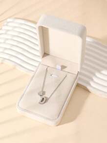1 Fashion Simple Stainless Steel Love Letters Ladies Pendant Necklace Suitable For Ladies Daily Wear Holiday Dating Gift Jewellery Mother's Day Gift (With Gift Box)
