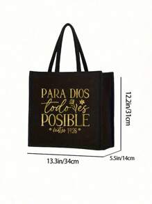 2pcs Black Linen Set With Metal Flower & Letter Graphic, Personalized Gift For Wedding Anniversary And Friend's Birthday; Women's Fashion Canvas Tote Bag With Button, Thick Linen Material, Suitable For Shopping