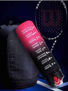 1pc, 300/800/2000ml Large Capacity Gradient Color Water Bottle, Portable Outdoor Travel Sport Straw Cup - Black and Red Gradient - View 4