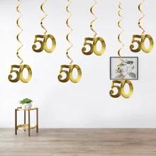 12 Peças Decorações Pendentes Espirais de PVC, Adequadas para Decoração de 50º Aniversário, 50º Aniversário de Casamento, Bottom de Festa