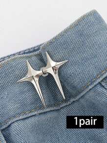 1pair Cross Star Waist Collection Artifact, Star Detachable, Needle-Free, Button-Free, Waist Collection, Buckle Waist Collection Artifact, Small Waist Collection Artifact Lightning Waist Buckle Creative Jeans Waist Buckle Artifact Button Pants Adjustment Waist Change Small Pin Fixed Button