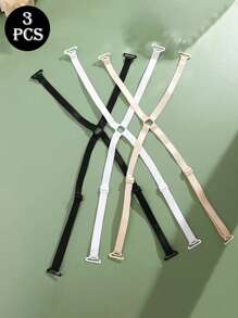 1/3pcs Convertible Camisole Strap, Adjustable Invisible Bra Strap, Non-Slip Shoulder Strap - Multicolor - View 10