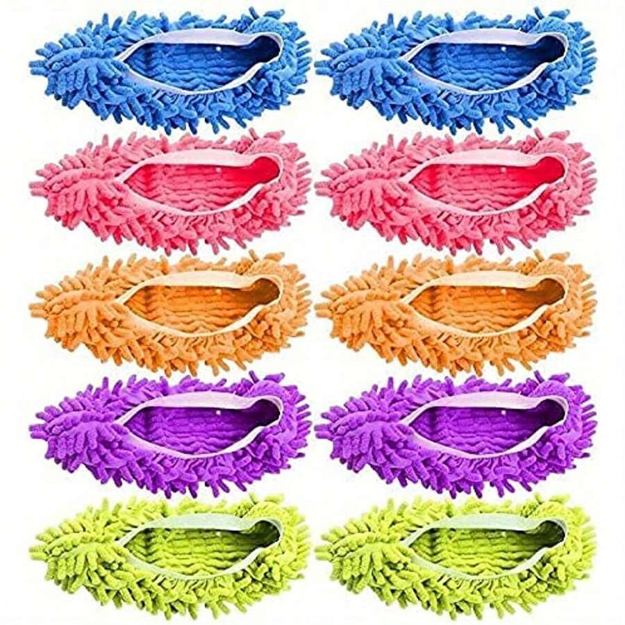 5 Pairs Slipper Shoe Covers,Soft Washable Reusable Microfiber Foot Covers For Cleaning Slippers In Bathroom,Kitchen,Bedroom - 5 cặp - Xem 1