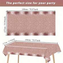 Pink Rose Gold Birthday Party Tablecloth, Wedding Diamond Sequin Disposable Tablecloth, 137*274cm/137*180cm For Party Arrangement, Tableware Set, Party And Wedding, Party Supplies, Home Goods - Rose Gold - View 2
