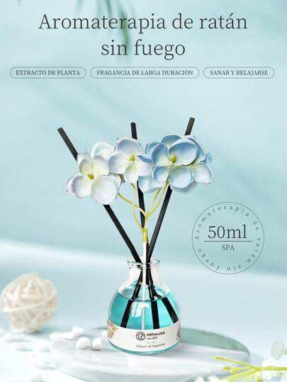 Set de aromaterapia de 50ml, ambientador con fragancia fresca floral y afrutada, aromaterapia duradera, difusor de aire para el hogar, decoración para el hogar, incluye varillas con flores, la mejor opción para regalar.