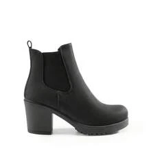 Women's Chunky High Heel Chelsea Ankle Ladies Boots Stylish Suede Fashion Shoes - Black-pU - View 7