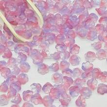 100 件渐变玻璃花珠、透明铃铛花隔珠、混合水晶花玻璃珠适用于 DIY 串珠项目、手链、项链、耳环 - 玻璃花朵珠 - 查看 9