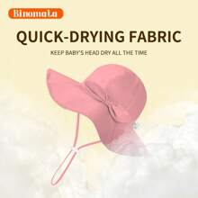 Binomata Sombrero de cubo de unicolor para niñas de 0 a 6 años, protección solar, ajustable, impermeable, ala ancha, sombrero de playa, protección UV UPF50+