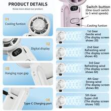 AOYI 便携式手持风扇，小型可折叠台式风扇，速度（1-5）可调 3600mAh 电池可充电个人冷却风扇，风力强劲，小型夏季避暑风扇，适合女性男性旅行/露营/户外/办公室/海滩/学校的礼物 - 彩色 - 查看 10