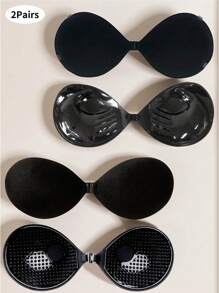 2 Pairs Of Thickened Push-Up Invisible Bras With Transparent Shoulder Straps, 3cm Thickened Small Breast Enlargement Invisible Breast Enhancement - Multicolor - View 7