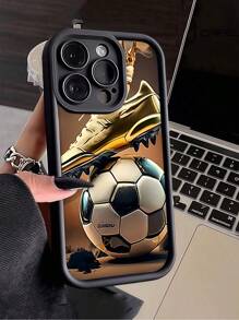 Soccer1pc 黑色金色足球奖杯图案全包防震TPU手机壳，兼容 16、15、14、13、12、11 Pro Max及系列，防水防摔防刮，国际版，非国内版 - 彩色 - 查看 2