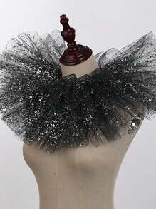 1 件黑色网状荷叶边可拆卸吸血鬼项圈，文艺复兴时期服装配饰 - 彩色 - 查看 17