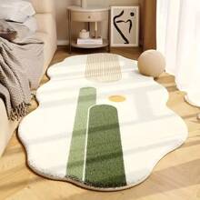 1块几何线条图案地毯,简约时尚地毯,适用于厨房、浴室、书房、游戏室、客厅、卧室、玄关,加厚/毛绒,秋冬 - 彩色 - 查看 3