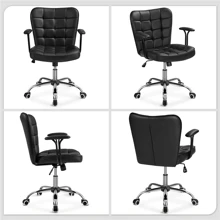 Modern Mid-Back Synthetic Leather Office Chair For Home Office - Black