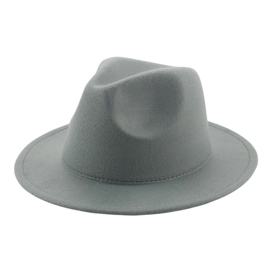 Kid Fedora Hat Solid Color Children Jazz Hats Classic Wide Brim Panama Dress Hat For Boys Girls Clothes Accessories - 灰色 - 查看 1