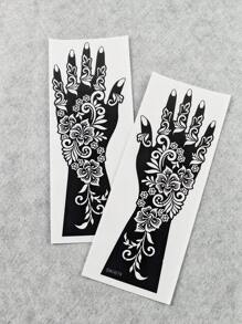 2 Sheets Floral Reusable Tattoo Stencils Temporary Tattoo Sticker Body Art Tattoos Stencils Sticker Glitter Tattoo Template For Hand Body Art Designs