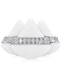 6/3 stuks luxe diamantpoederdonsjes - zachte, dubbelzijdige fluwelen en suède textuur, natte en droge make-up foundation blending spons voor onder de ogen, foundation applicatie, zacht voor alle huidtypes, sprankelend strass cadeau