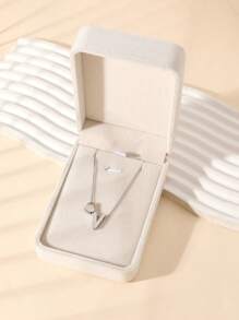 1 Fashion Simple Stainless Steel Love Letters Ladies Pendant Necklace Suitable For Ladies Daily Wear Holiday Dating Gift Jewellery Mother's Day Gift (With Gift Box)