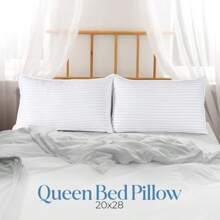 Bedding Pillows For Bed, Hotel Pillows In Queen & King Size - Pillows Set Of 2, White , For Back, Stomach & Side Sleepers Hotel Pillow