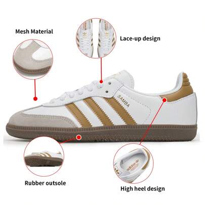 Adidas 阿迪达斯 Samba OG 男女通用运动鞋，皮革鞋面搭配绒面革饰边，舒适轻便的低帮系带休闲鞋，适合日常穿着和户外活动。
