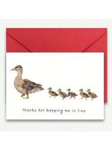 1pc Humorous Mother's Day Watercolor Duck Card With Envelope – "Thanks For Keeping Me In Line" – Adorable Duck Family Design, Perfect Thank You Gift For Mom From Son Or Daughter, Ideal For Mother's Day, Birthdays, Or Greetings - Multicolor - View 10