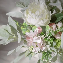 Faux Lambs Ear Stems 5Pcs Flocked Artificial Greenery Solid Spray Fake Rabbit Ear Leaves For Home Wedding DIY Craft - Green - View 6