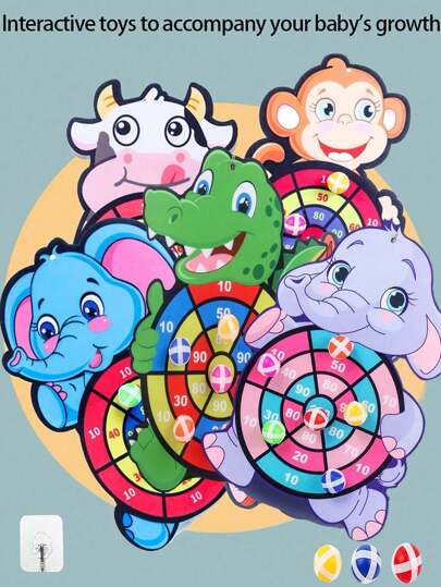Interactive Parent-Child Darts Board & Target, Sticky Balls Throwing Toys, Indoor/Outdoor Creative Animal Random Color