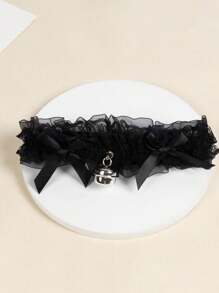 1 pieza Cadena de pierna con lazo y encaje, accesorio de collar gargantilla, joyería de correa para la pierna