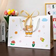 Bolsa de regalo con diseño de oso de dibujos animados, cinta, adecuada para festivales, cumpleaños, fiestas, empaque de regalo diario, bolsa de empaque del Día de San Valentín