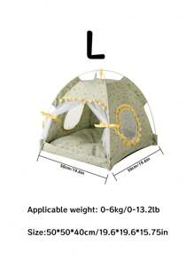 1pc Ditsy Floral Pattern Breathable Washable Pet Tent, Suitable For Small Cats And Dogs, For Both Outdoor And Indoor Use, Lightweight And Cooling - Green - View 18