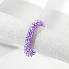 1 件女士简约彩色水晶串珠手链，适合日常佩戴