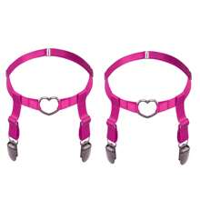 2 Pcs Adjustable Elastic Thigh Garter Belts Punk Gothic Heart Leg Garter With Metal Clip - Multicolor - View 13