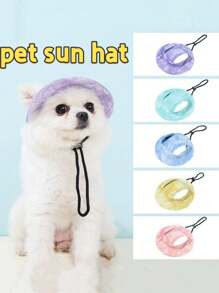 狗猫防晒防呛帽可调节露耳渔夫帽可爱多色露耳帽适合日常外出旅行宠物生日礼物