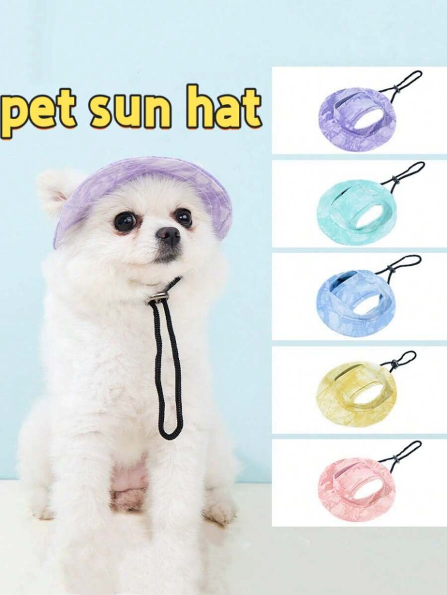 狗猫防晒防呛帽可调节露耳渔夫帽可爱多色露耳帽适合日常外出旅行宠物生日礼物