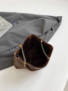 Fashionable Retro Large Capacity Crocodile Pattern Women's Shoulder Tote Bag - Brown - View 5