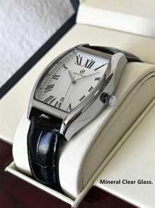 Pablo Raez 1 件男士手表特别独特的酒桶形顶级全新男士奢华腕表 50 米防水简约日历时钟男士 SUS304 不锈钢休闲时尚石英表黑色和棕色超细纤维皮革罗马数字刻度酷黑色表盘带日期高级男士时钟商务腕表适合日常使用送给父亲或男性朋友的礼物流行款式适合派对装饰新年生日礼物 - 均碼 - 查看 7