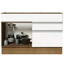 Mueble Cocina 120x60 1 Puerta 2 Caj Sin Tablero Glamy Madesa - Marrón y Blanco - Ver 3