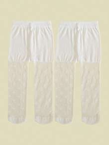 2 件女童婴幼儿心形印花紧身裤，柔软网眼连裤袜，纯色紧身裤，适合日常生活、舞蹈练习、裙子搭配，春夏 - 彩色 - 查看 46