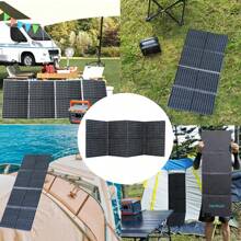100WPortable Outdoor Solar Power Panel; Mobile Phone; Fan; Storage Battery; For Outdoor Camping; Offshore Fishing; Mountaineering; RV - Grey - View 7