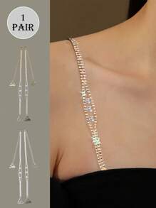 1 Pair Women Adjustable Replaceable Undergarment Shoulder Straps Accessories, Rhinestone Slip Proof Strap, For Rave