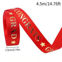 1Pc, Graduation Ribbons, 14.76/29.53/147.64 Ft 5 /10/50Yards/Roll Black Gold Congrats Grad Ribbon Class Of 2025 Ribbons For Graduation Lie Gift Wrapping Flower Bouquet Wrapping Graduation Party Decoration - Multicolor - View 19