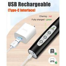 ODIFORGO Milk Frother Handheld With 3 Heads, Mix Fruit Juice Powder,Prebiotic Powder,Electric Whisk Drink Foam Mixer With USB Rechargeable 3 Speeds, Mini Frother For Coffee Latte, Cappuccino, Hot Chocolate, Egg - Black