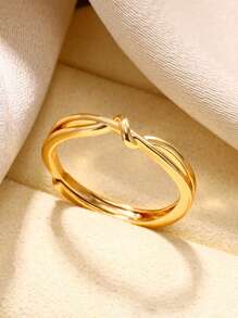 Tiny Bow Knot Eternal Stainless Steel Rings For Women, 18K Gold-Plated & Silver Color Anti Fading Waterproof Charm Ring, Wedding Minimalist Jewelry Beach Vacation Accessories , Memorial Gifts For Mom/Daughter/Best Friends