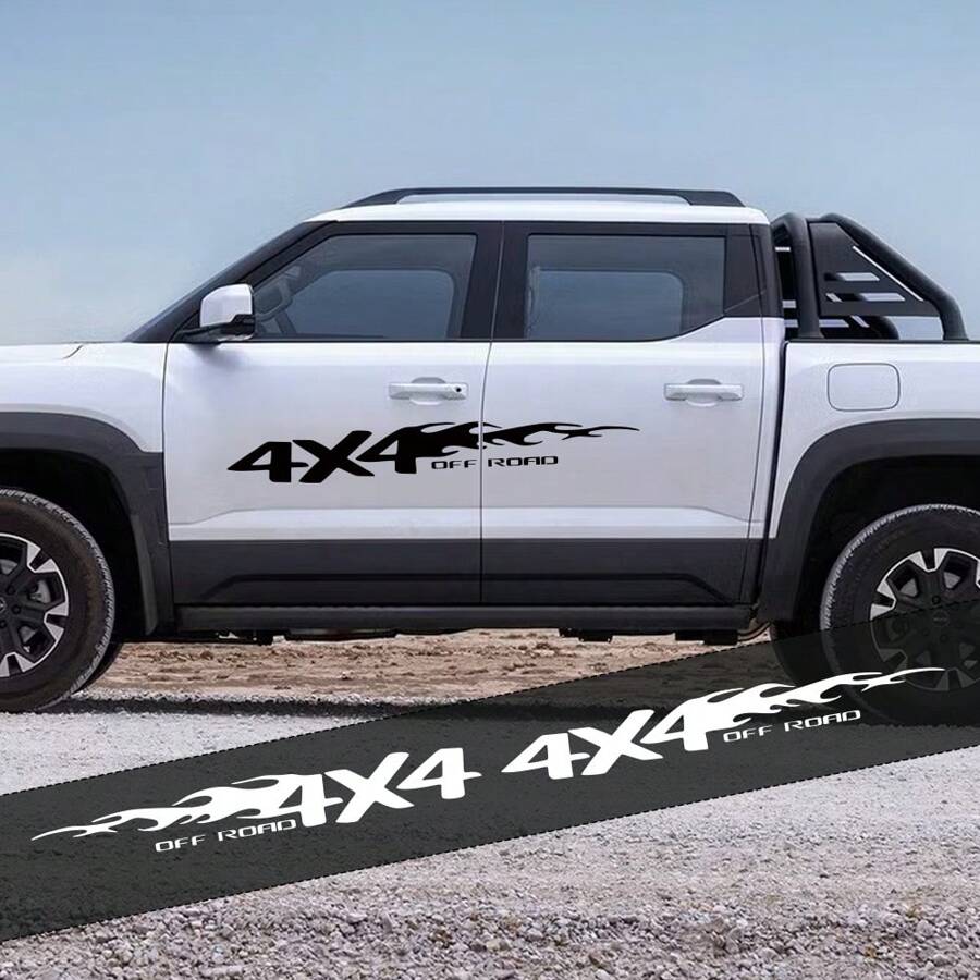 Universal 4X4 Off Road Car Side Door Stickers Graphics Cool Flame Style Vinyl Film Decor Decal For Pickup SUV Auto Tuning Accessories Fit All Models - 150x20cm/59.5x7.87inch - View 1