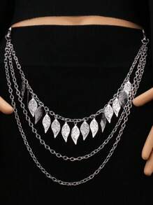 1pc Hollow Leaf Style Fashion Waist Chain, Suitable For Daily Wear - Multicolor - View 7