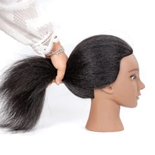 100% Human Hair Model Head, Suitable For Hairstyling And Braiding, With Clip Fastener - Black - View 12