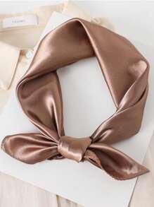 1pc Women Solid Color Imitation Silk Satin Scarf, Minimalist Elegant Versatile Square Neck Scarf/Head Scarf Suitable For Daily Outings, Dates, Dinners, Gatherings For Dress - Multicolor - View 11