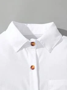 男童经典休闲百搭短袖 Polo 衫，适合休闲、正式、学校、派对和表演场合 - 白色 - 查看 3