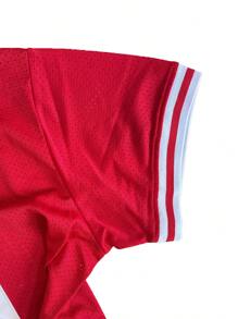 Men's Embroidery Baseball Jersey 14 Red Casual Short Sleeve V-Neck Button T-Shirts Party Sports Top