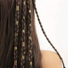 40pcs Gold DIY Dreadlock Beads, Hollow Iron Rings, Versatile Hair Accessories Hair Clips